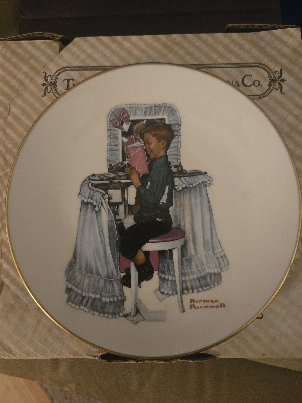 Gorham Decorative Plate with White, Pink, Gold and Black Accents
